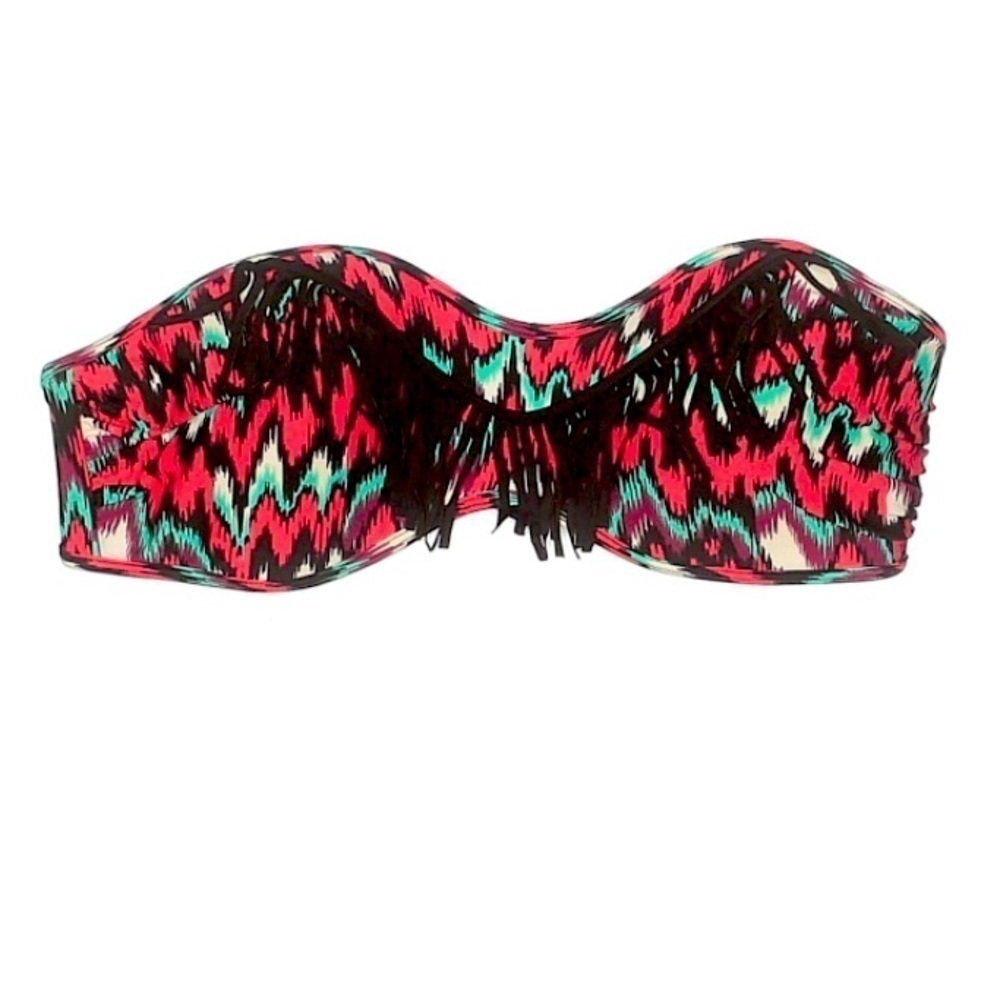 Body Glove Chevron Fringe Strapless Bikini top and bottom swimwear large